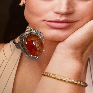 Elegant Silver and Amber Ring